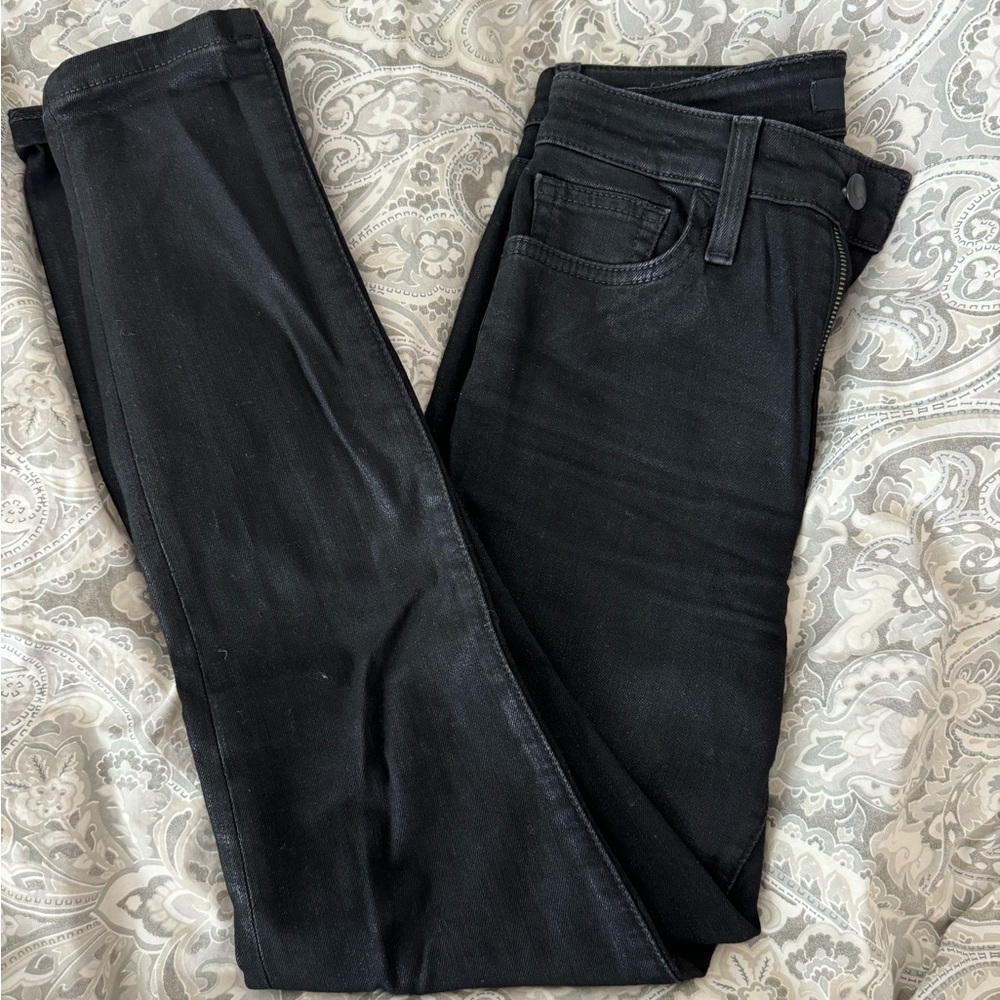 Joes high rise black coated skinny jeans